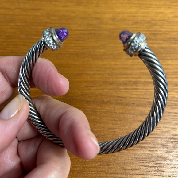 New Pretty Bracelet with Amethysts & Clear Crystals - Picture 1 of 4